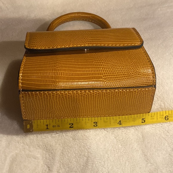 Y2K Topshop mini bag crossbody purse yellow brown gold hardware - Picture 15 of 16